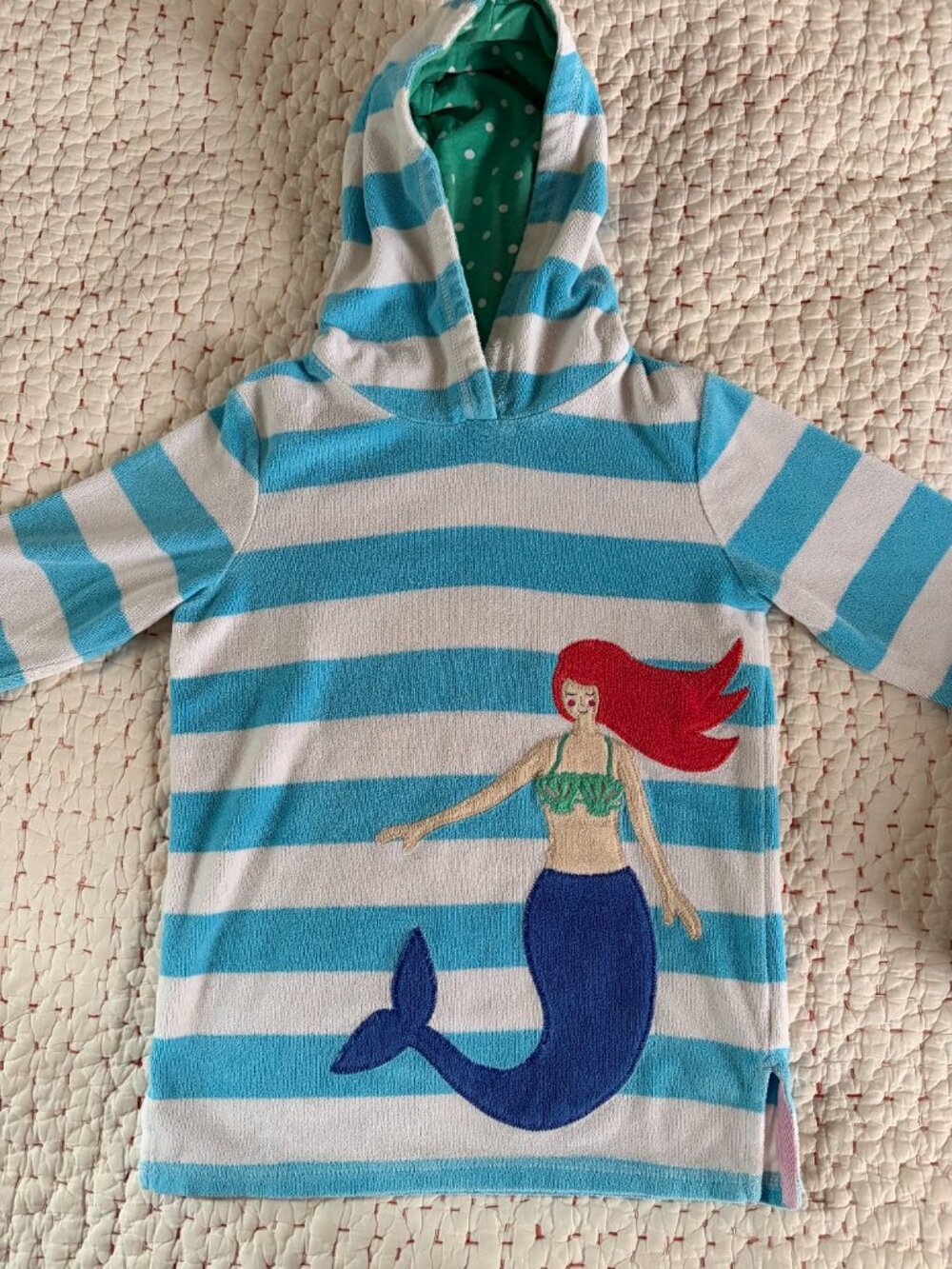 Mini Boden Striped Blue and White Mermaid Terry Swim Coverup